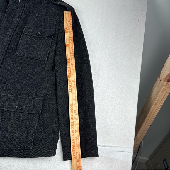 Cardinal of Canada Mens Dark Gray Herringbone Car Coat Medium Wool Blend Outdoor - Picture 6 of 13